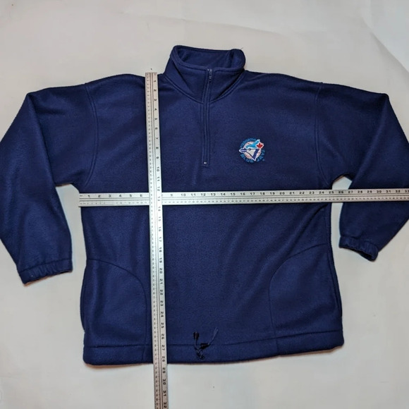 Vintage Toronto Blue  Jays 90s 1/4 Zip Fleece Sweatshirt Navy L Unisex Men MLB - Picture 2 of 8